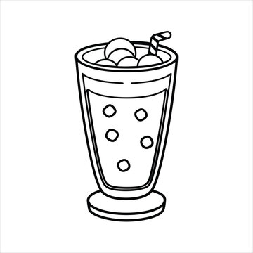 recommend clip art: A glass of ice Caramel Macchiato line art vector