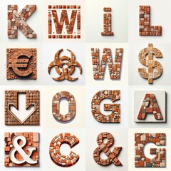 Naklejka premium Terracotta stones Tiling Lettering Typeface. AI generated illustration
