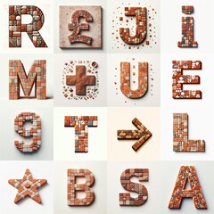 Naklejka premium Terracotta stones Tiling Lettering Typeface. AI generated illustration