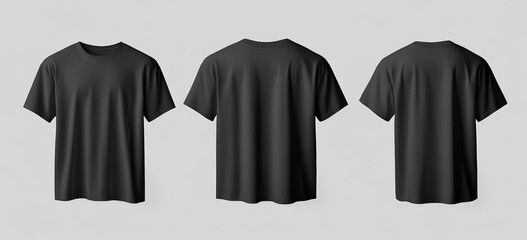 Mockup of an oversized t-shirt with front, side and back views, 3D illustration, 3D rendering