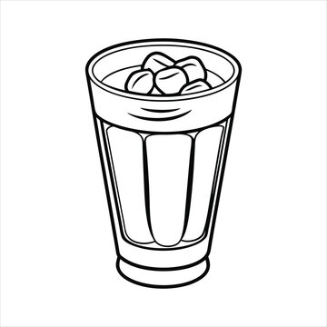 black and white glass of iced coffee