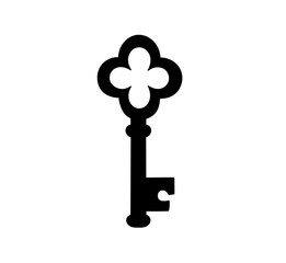 Obraz premium Vector isolated one single simple vintage door key colorless black and white outline silhouette shadow shape