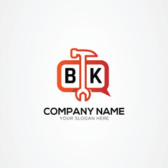 Services Icon or Chat Logo With Letter BK Logo Isolated Vector Illustration