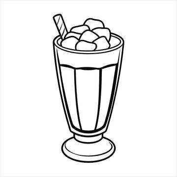 black and white milkshake with ice cubes clip art preview