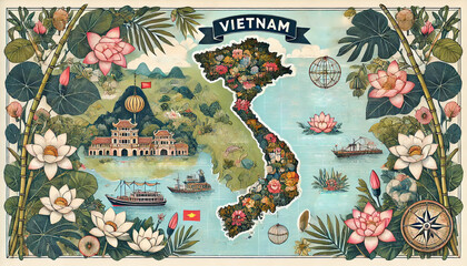 Colorful and Detailed Map of Vietnam's Tourist Attractions