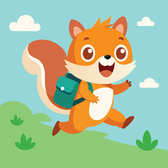 cute squirel goes to school happy face back to school