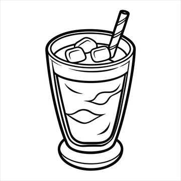 iced drink glass black and white clip art preview
