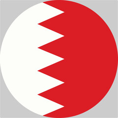 The flag of Bahrain. Flag icon. Standard color. Round flag. Computer illustration. Digital illustration. Vector illustration.