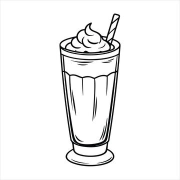 black and white milkshake with whipped cream clip art preview
