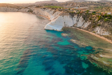 Stair of the turks, White Scala dei turchi in Agrigento, Sicily. White rocky cliff on the coast in the  of Porto Empedocle
