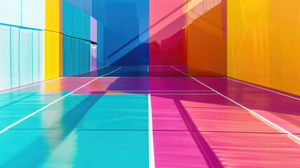 A Vibrant and Colorful Abstract Pathway Featuring Intriguing Reflections and Shadows