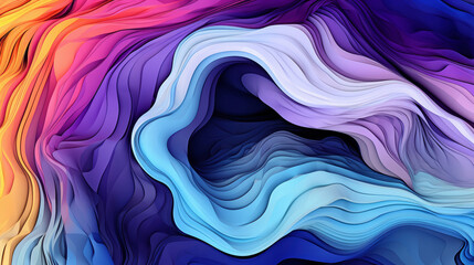 Obraz premium Abstract wavy background with colorful shapes and curves, gradients of purple blue pink orange, 3D render