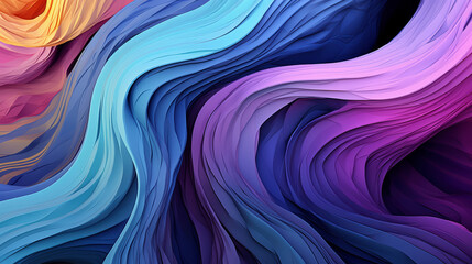 Obraz premium Abstract wavy background with colorful shapes and curves, gradients of purple blue pink orange, 3D render