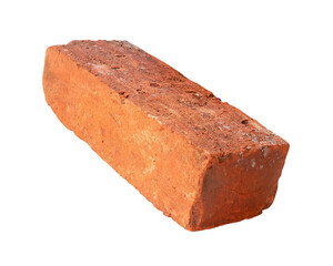 Side view of old red or orange brick isolated with clipping path in png file format