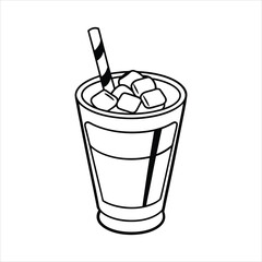 A glass of ice Caramel Macchiato line art vector