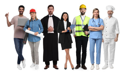 Obraz premium People of different professions. Collage with portraits on white background