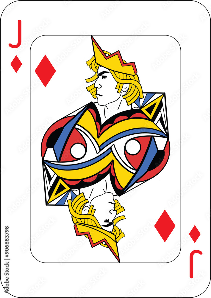 Wall mural Jack of diamonds. One playing card, illustration