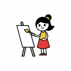 Girl painting on a canvas