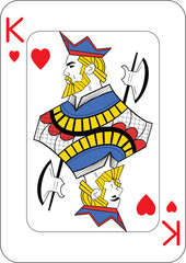 King of hearts. One playing card, illustration