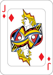 Jack of diamonds. One playing card, illustration