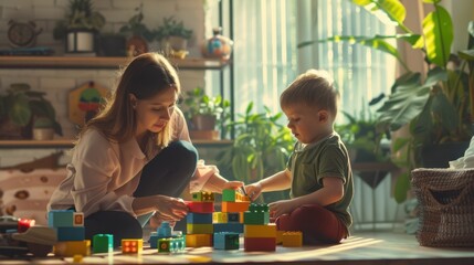 The mother and child playtime