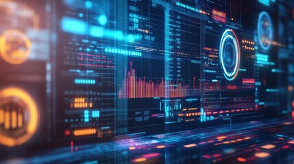 Fototapeta premium Futuristic Digital Analytics Dashboard for Enhancing Brand Loyalty.