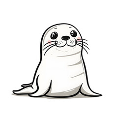 Obraz premium A cute cartoon seal with big eyes and a friendly smile.