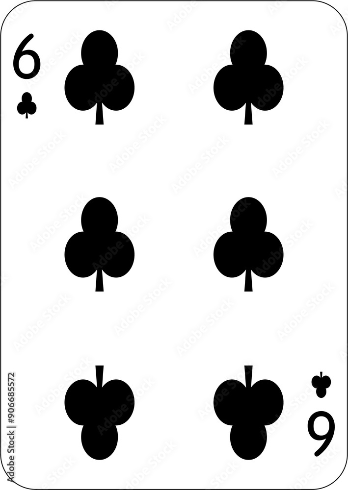 Canvas Prints 6 of clubs. One playing card, illustration