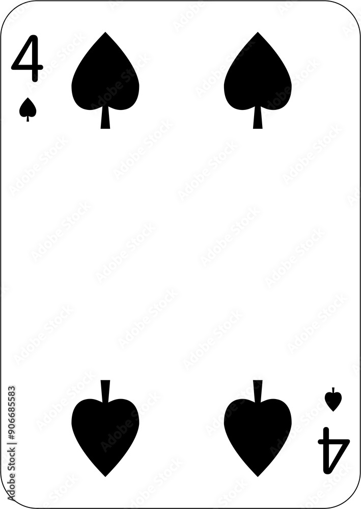 Canvas Prints 4 of spades. One playing card, illustration