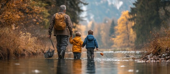 Fishing Lessons: Grandfather, Parents, and Kids Enjoying a Day by the Water