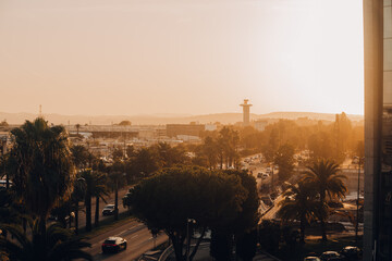 sunset over the airport of Nice