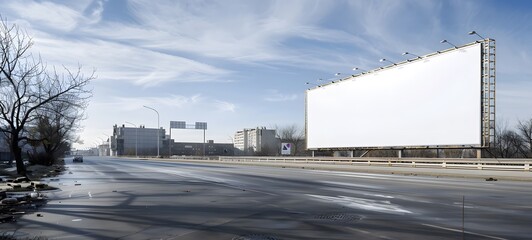 Obraz premium Blank Billboard on a Highway in the City