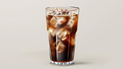 Iced Coffee with Ice Cubes in a Glass