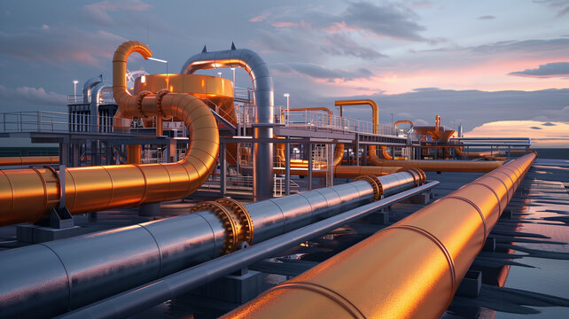 Industrial pipes transporting CO2 for storage, An important step in carbon sequestration and climate action