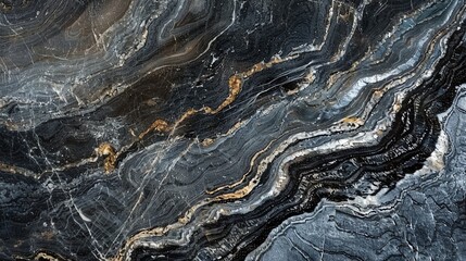 Fototapeta premium A close-up of a blue and black marble surface with gold veining.