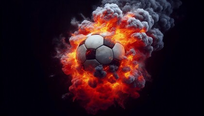 Naklejka premium soccer ball in fire