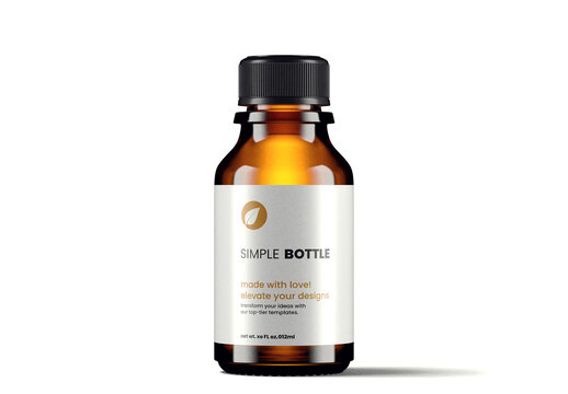 Boston Round Euro Amber Dropper Bottle Mockup 
