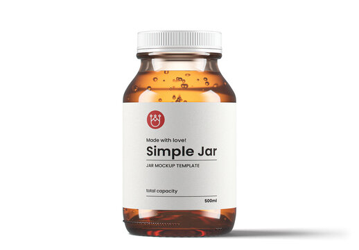 32 Oz Clear Glass Jar With Bubbles Mockup