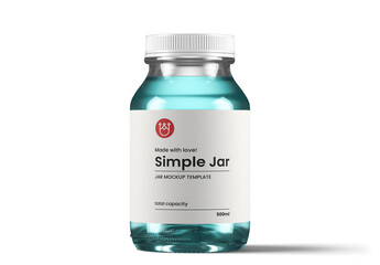 32 Oz Frosted Glass Jar with Liquid Mockup
