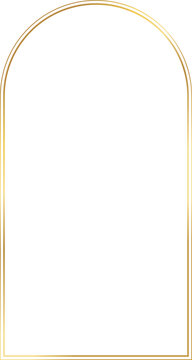 Gold arch frame border with 15x8 scale ratio for social story, card, or 16x9 project, cutout, isolated.