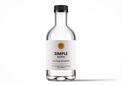 Clear Glass Stout Sauce Bottle Mockup