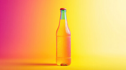 Colorful Bottled Beverage Against a vibrant Background. Bottle of cider