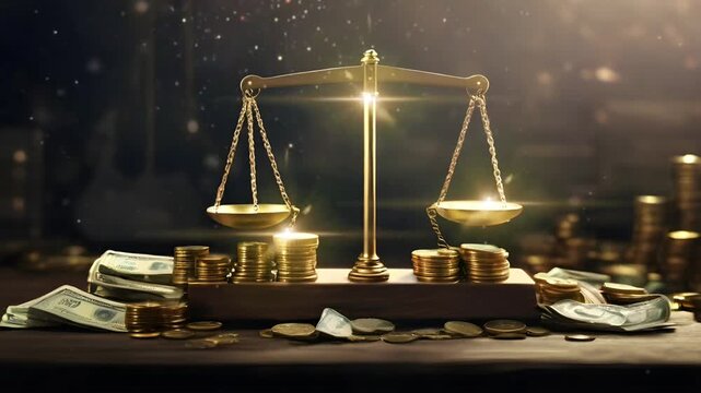 A scale made of gold. Seamless 4K looping timelapse video animation generated AI