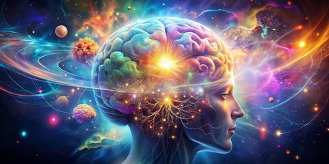 Fototapeta premium Cosmic Brain, Digital Art, Human Brain, Galaxy, Space , Mind , Consciousness