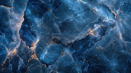 Obraz premium Abstract Blue and Gold Marble Texture Background with Crystalline Patterns and Glowing Highlights