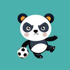 cute panda plays football back to school
