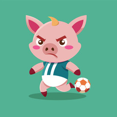 cute pig plays football back to school