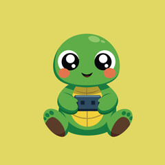turtle plays video game
