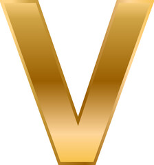 Metallic Gold Letter V