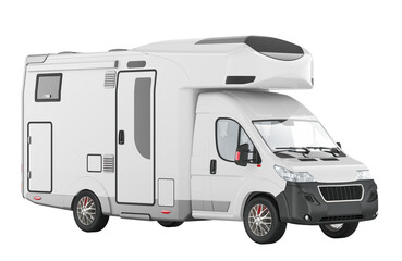 Motorhome, home on wheels or camper van. 3D rendering isolated on transparent background